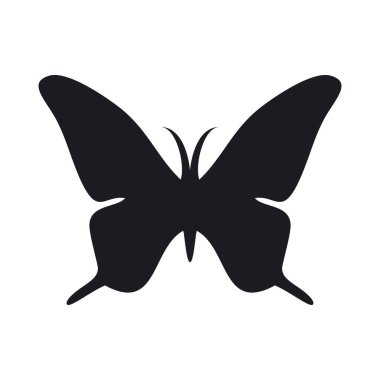 Siyah Kelebek 'in silueti klasik tarzda. İzole edilmiş vektör siyah kelebek görüntüsü. Logo elemanı çizimi. Yaratıcı dekoratif vektör çizimi
