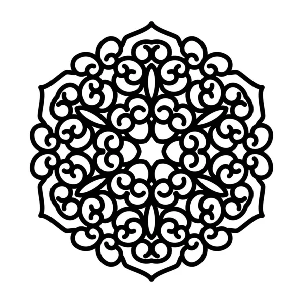 Vector Simple Mandala Negro Con Elementos Abstractos Aislado Sobre Fondo — Archivo Imágenes Vectoriales