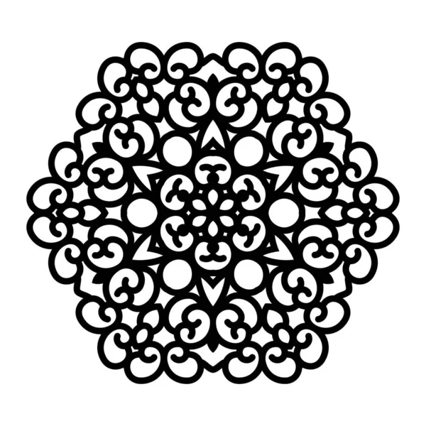 Vektor einfaches schwarzes Mandala mit abstrakten Elementen, isoliert auf weißem Hintergrund. Orientalische ethnische Ornamente schwarzes Mandala. Vektor-Design-Musterelement. Einfaches florales Musterelement. Abstraktes Design. — Stockvektor