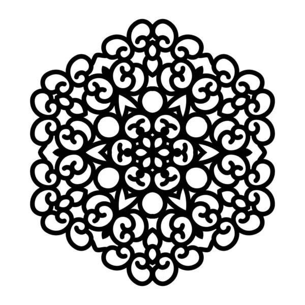 Vektor einfaches schwarzes Mandala mit abstrakten Elementen, isoliert auf weißem Hintergrund. Orientalische ethnische Ornamente schwarzes Mandala. Vektor-Design-Musterelement. Einfaches florales Musterelement. Abstraktes Design. — Stockvektor