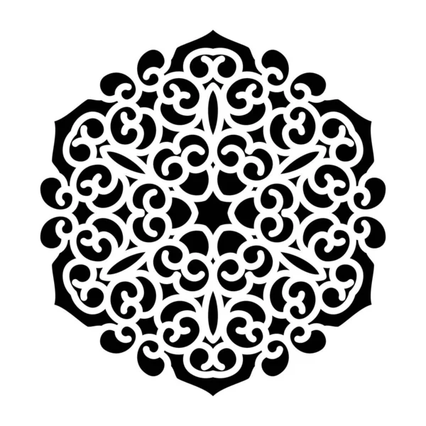 Vektor einfaches schwarzes Mandala mit abstrakten Elementen, isoliert auf weißem Hintergrund. Orientalische ethnische Ornamente schwarzes Mandala. Vektor-Design-Musterelement. Einfaches florales Musterelement. Abstraktes Design. — Stockvektor