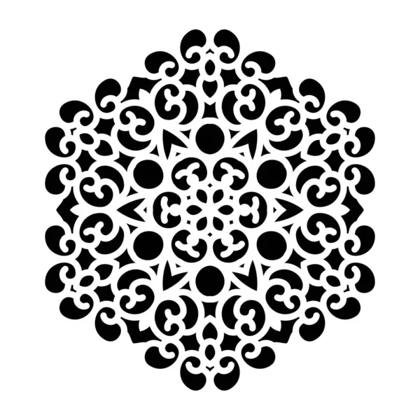 Vector eenvoudige zwarte mandala met abstracte elementen, geïsoleerd op witte achtergrond. Oosterse etnische ornament zwarte mandala. Vector ontwerp patroon element. Eenvoudig bloemenpatroon element. Abstract ontwerp. — Stockvector