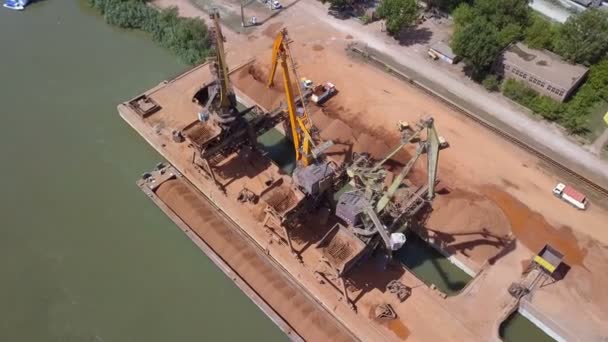 Tulcea Romania Mai 2018 Industrielle Frachthafen Mit Kränen Auf Der — Stockvideo