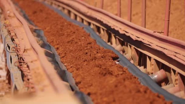 Cinta Transportadora Que Transporta Mineral Planta Fabricación — Vídeo de stock