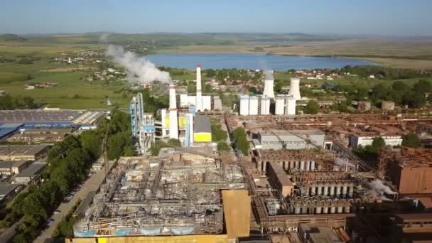 Zakład Przetwórczy Tlenku Glinu Widok Lotu Ptaka — Wideo stockowe