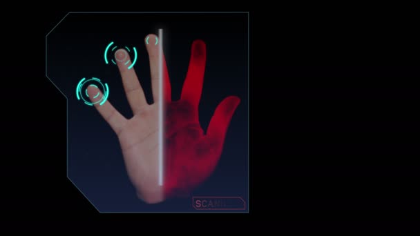 Animatie Van Een Hand Scannen Veiligheids Identificatie — Stockvideo