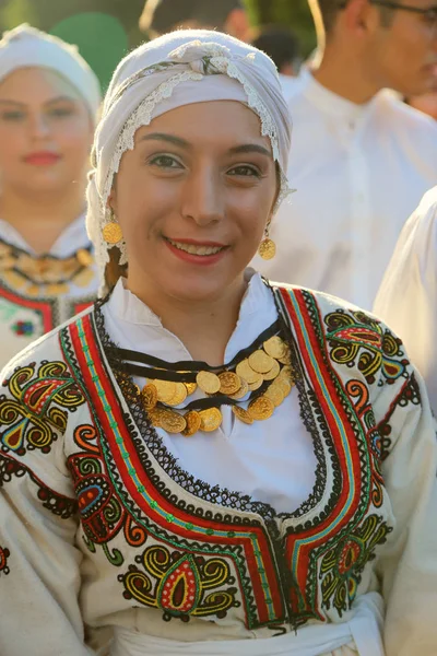 Tulcea Rumania Agosto Bailarina Chipriota Traje Tradicional Festival Internacional Folclore — Foto de Stock