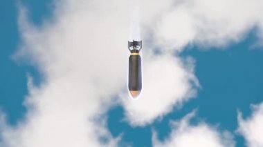 bir bomba bulutların arasından düşen pervane fünye ile 3D animasyon