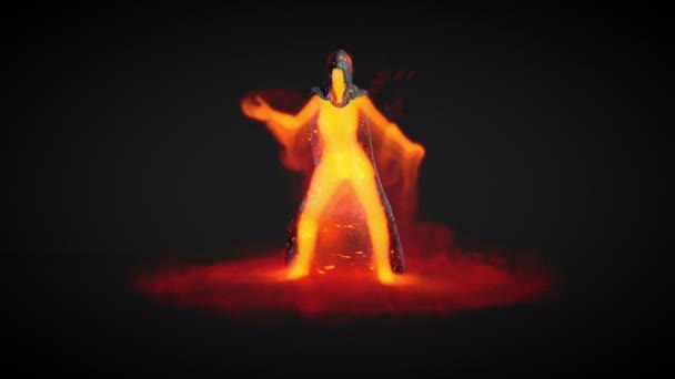 火巫师施放魔法的动画 — 图库视频影像