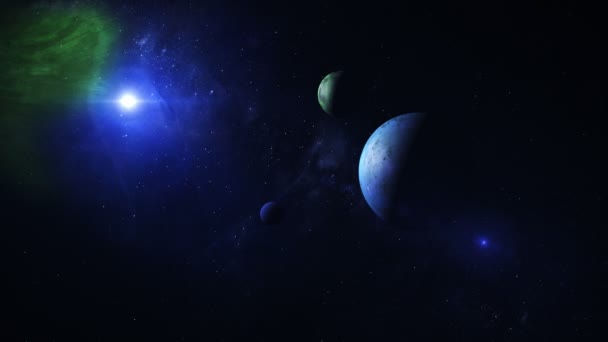 Sistema Estrellas Distante Con Planetas Extraterrestres — Vídeo de stock