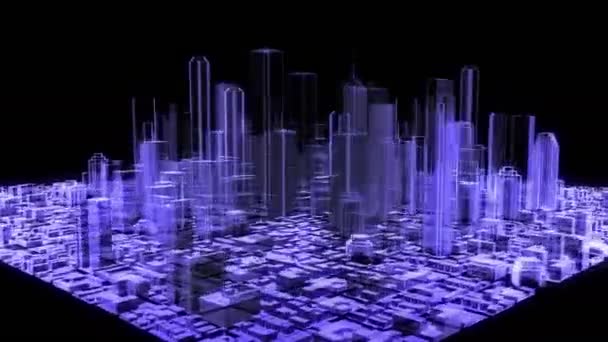 Animation Holographic City Rotating Luma Matte Also Loopable — Stock Video