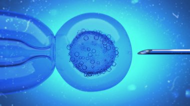 bir yumurta hücre çekirdeği enjekte bir dolu Dna sıvı 3D çizimi