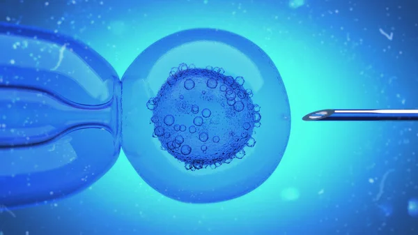 bir yumurta hücre çekirdeği enjekte bir dolu Dna sıvı 3D çizimi