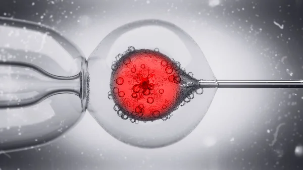 Bir Yumurta Hücre Çekirdeği Enjekte Bir Dolu Dna Sıvı Çizimi — Stok fotoğraf