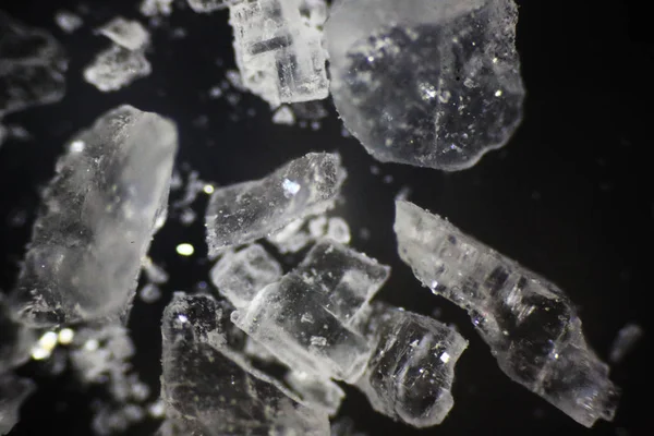 Salzkristalle Unter Dem Polarisierten Lichtmikroskop — Stockfoto