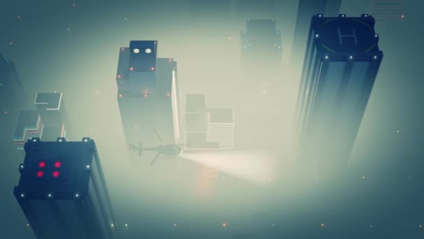 Анімація Міста Покритого Туманною Атмосферою — стокове відео