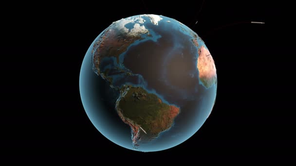 Animation Une Guerre Nucléaire Vue Sur Écran Dans Centre Commandement — Video