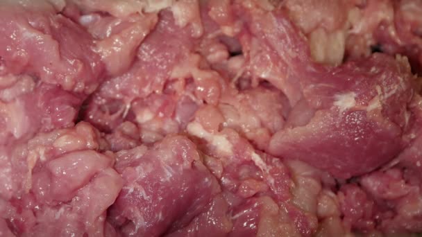 Vlees Gehakt Machine Slijp Vlees Een Vleesverwerkende Fabriek — Stockvideo