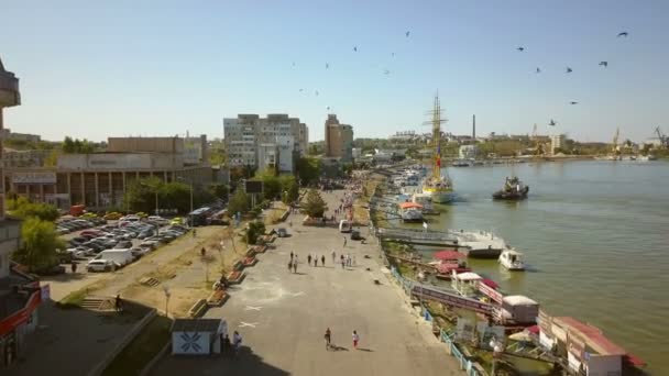 Tulcea Rumania Septiembre 2019 Buque Entrenamiento Mircea Atracando Puerto Tulcea — Vídeo de stock