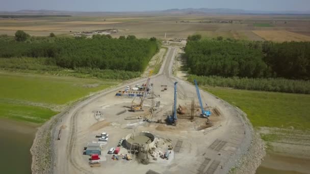 Tulcea Roemenië Augustus 2019 Aanleg Van Een Nieuwe Hangbrug Donau — Stockvideo