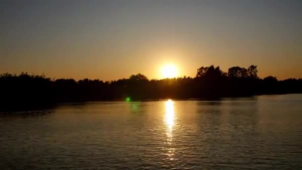 Západ Slunce Řece Dunaj — Stock video