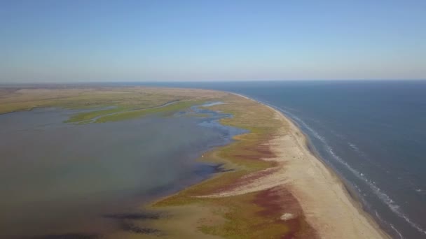 Insel Sacalin Luftaufnahme Eine Neu Entstandene Insel Zwischen Schwarzem Meer — Stockvideo