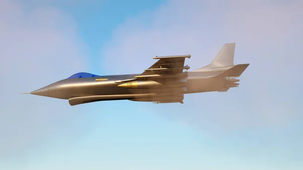 Ilustracja Myśliwca Odrzutowiec Latający Przez Chmury — Zdjęcie stockowe