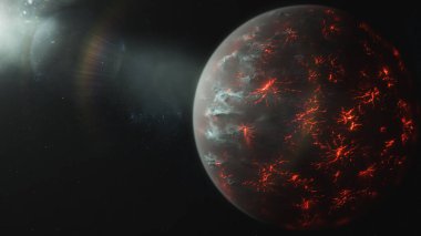 3d Illustration of a volcanic planet clipart