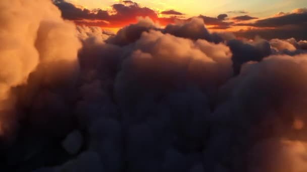 Voando Sobre Nuvens Pôr Sol Animação — Vídeo de Stock