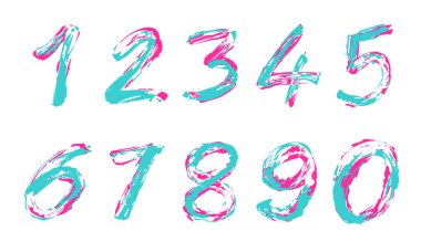 Beyaz arka plan üzerinde izole renkli sayılar kümesi