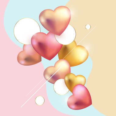 Metalik kalpler kompozisyon pembe, mavi ve sarı renklerde