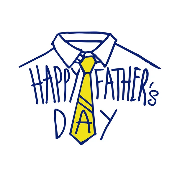 Shirt Cravate Jaune Avec Lettrage Heureux Jour Des Pères Isolé — Image vectorielle