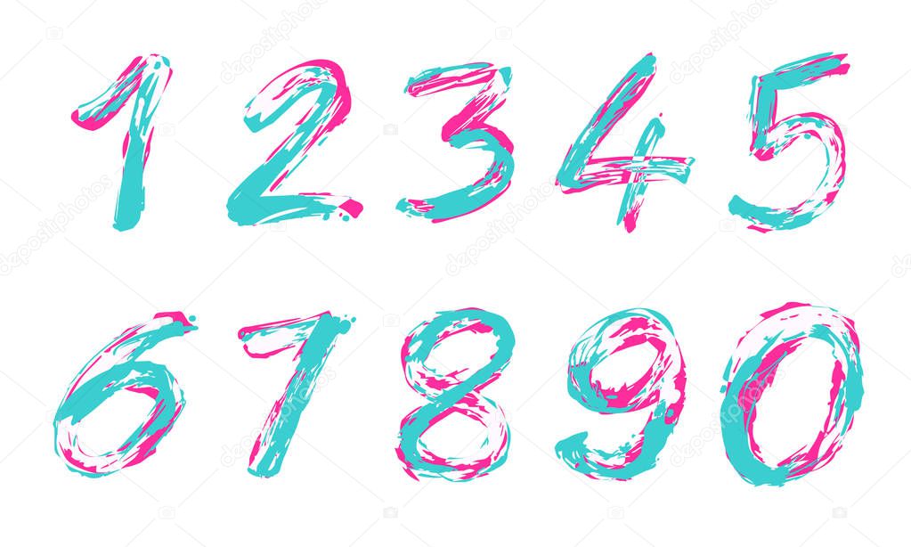 Set of colourful numbers isolated on white background