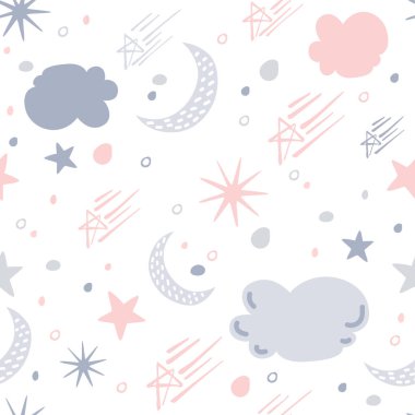 Yıldız ve hilal seamless modeli, vektör çizim.