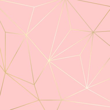 Pastel pembe arka plan, soyut geometrik arka planını sanatsal altın hatta