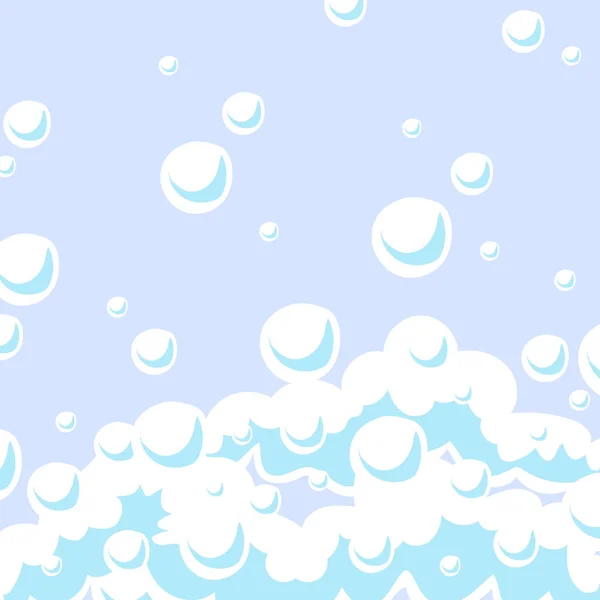 Espuma Blanca Azul Burbujas Ilustración Vectorial — Vector de stock