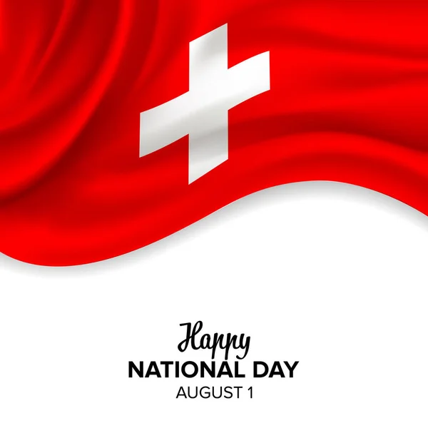 Minimalistische Grußkarte Mit Fahne Zum Nationalfeiertag Der Schweiz — Stockvektor