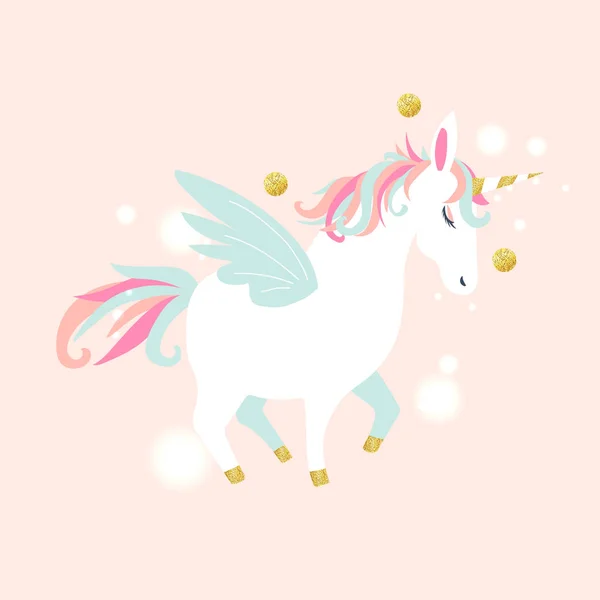 Schattig Kinderachtig Unicorn Pastel Kleuren — Stockvector