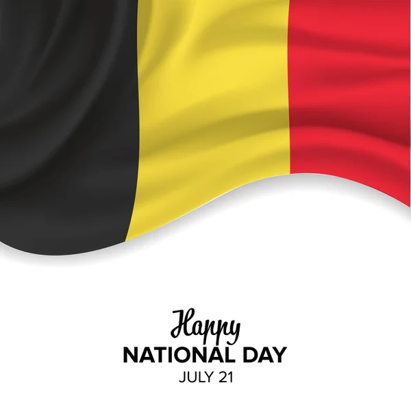 Minimalistische Grußkarte Mit Fahne Zum Belgischen Nationalfeiertag — Stockvektor