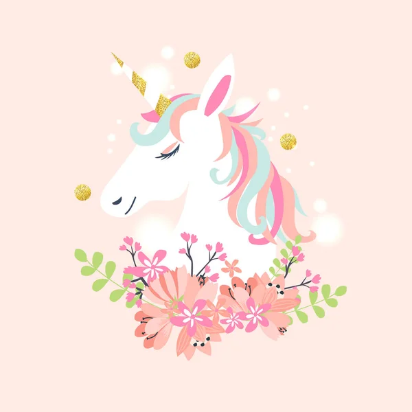 Carino Unicorno Infantile Colori Pastello — Vettoriale Stock