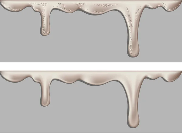 Conjunto Bordes Con Líquido Plata Goteando Brillante — Archivo Imágenes Vectoriales