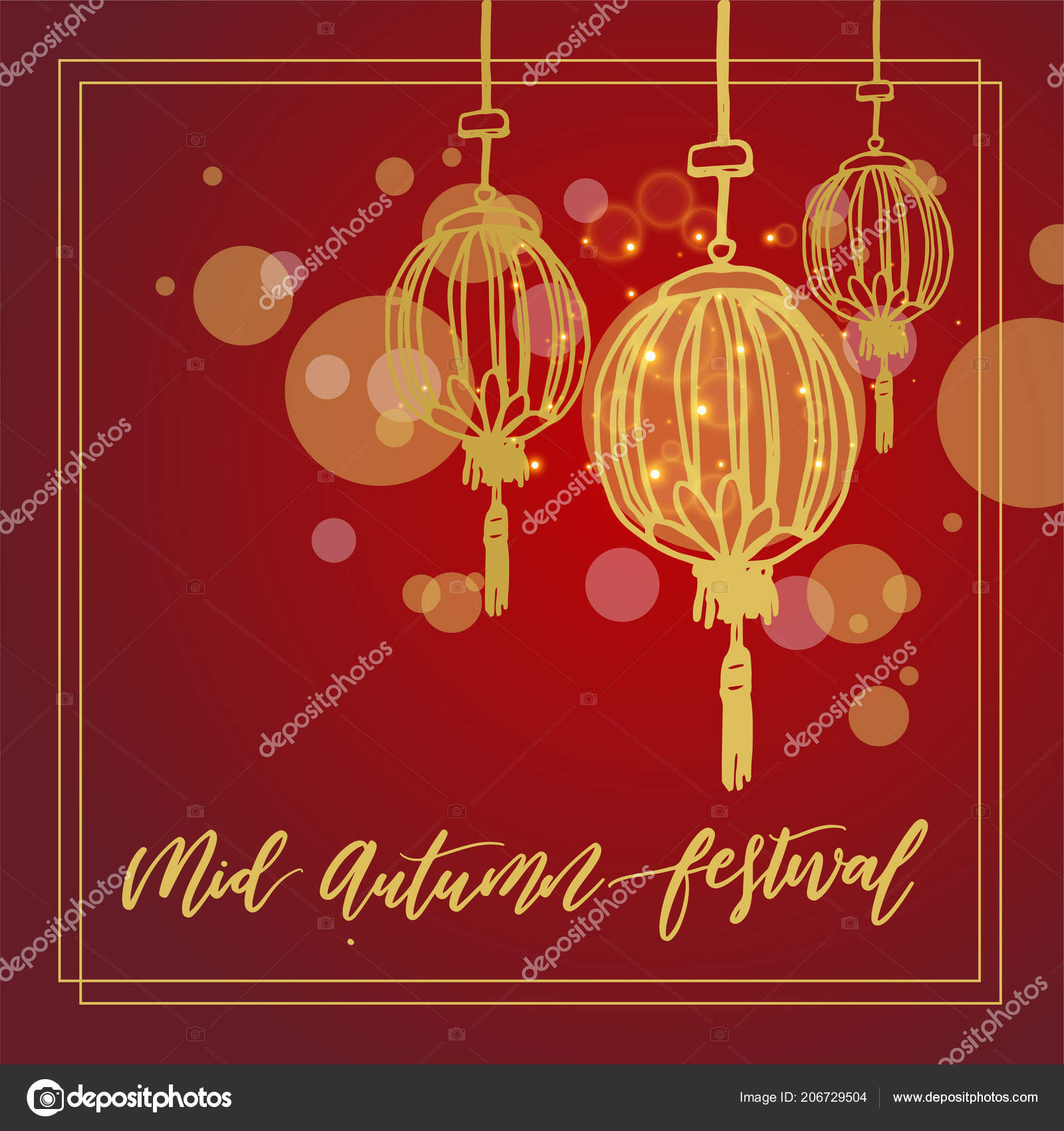Design Template Chinese Mid Autumn Festival Banner Lanterns Vector Illustration Stock Vector C Lepusinensis 206729504
