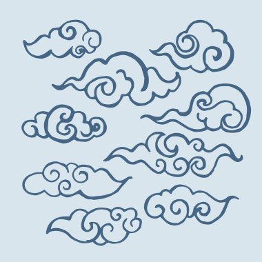 mavi arka plan, vektör çizim izi soyut bulutlar 