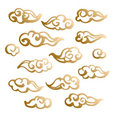 Beyaz arka plan üzerinde vektör illüstrasyon izole soyut bulutlar desen 