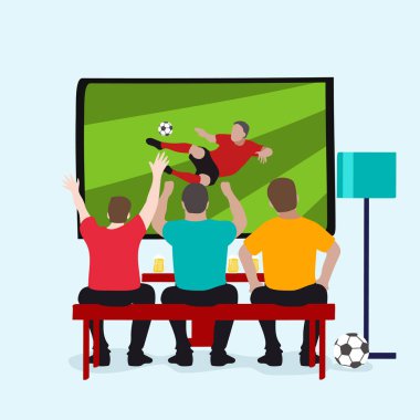 evde televizyonda futbol izlerken futbol taraftarları