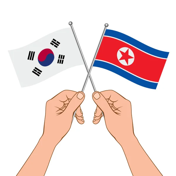 Νότια Κορέα Και Βόρεια Κορέα Εμπορικές Σχέσεις Στρατηγική Συνεργασίας Σημαίες — Διανυσματικό Αρχείο