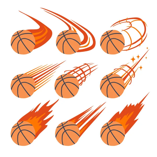 Set Palline Basket Design Illustrazione Vettoriale — Vettoriale Stock