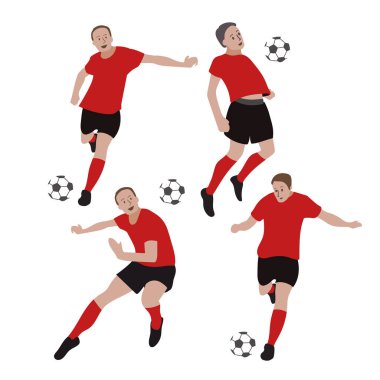 Futbol oyuncusu, vektör çizim seti.