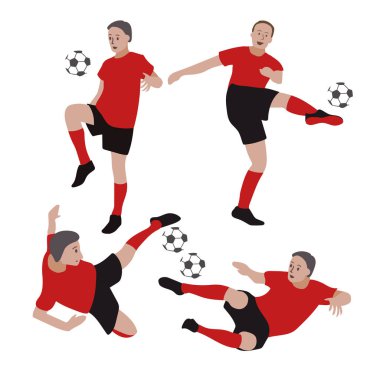 Futbol oyuncusu, vektör çizim seti.