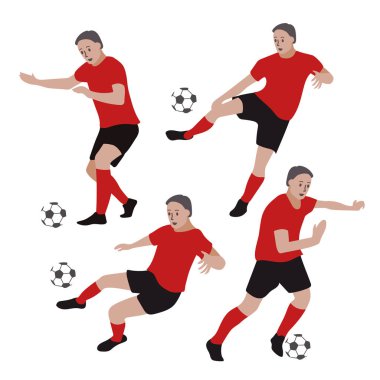 Futbol oyuncusu, vektör çizim seti.